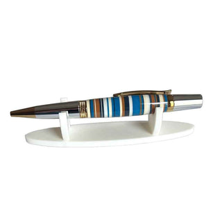 3D Printed Single Pen Display Stands. White stand holding and example pen