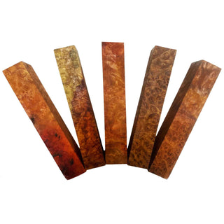 Amboyna Burl Pen Blanks. Group view