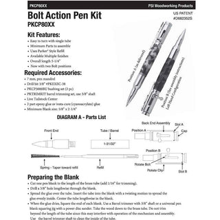 Bald Eagle Insignia Flag Bolt Action Pen Kits