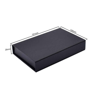 Black Crochet Set Box. Experior view. With dimentions.