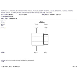 Bushings - Gatsby Ballpoint Pen Kits. Size Chart
