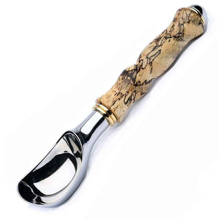 Ice Cream Scoop Kit V5 in chrome with decorative gold-plated washers and end cap. A durable, food-safe project kit for woodturners to create custom handles.