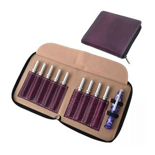 Leather Case for Crochet Hooks. Purple.