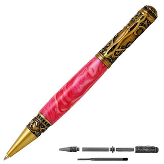 Love Ballpoint Pen Kits In Antique Brass. Alt view with parts.