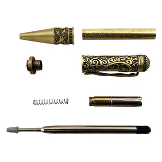Love Ballpoint Pen Kits In Antique Brass. Parts blow out view.