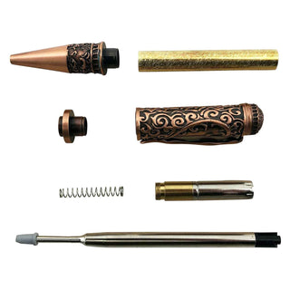 Love Ballpoint Pen Kits In Antique Copper. Parts blow out view.