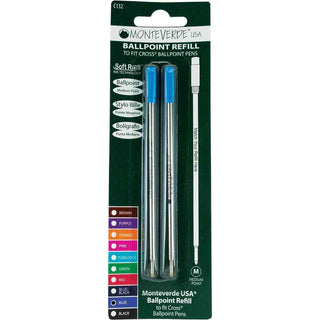 Monteverde Ballpoint Refills To Fit Cross - Blue - 2 Pk