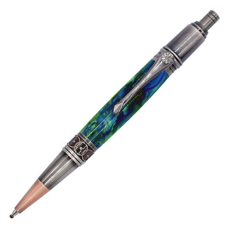ProX Art Deco CLICK Pen Kits Gunmetal and Gun Metal Clip. Front view.