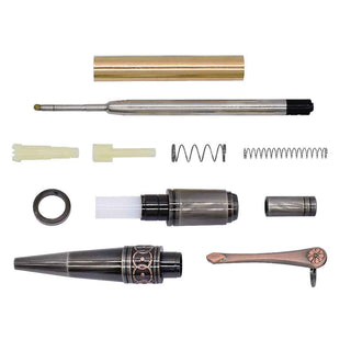 ProX Art Deco CLICK Pen Kits. Gun Metal & Gun Metal with a Copper Clip. Parts.