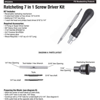 Ratcheting Screwdriver Kit - 7 Functions