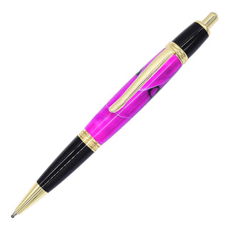 Regency Click Pen Kits. Gold & Black Chrome. Front View.