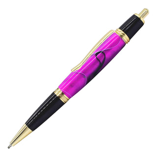 Regency Click Pen Kits. Gold & Black Chrome. Side View.