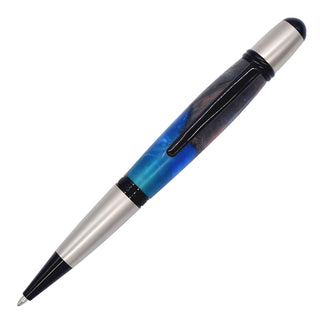 Regency Ballpoint Pen Kits. Clack Chrome ans Satin Nickel. Front
