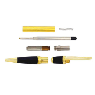 Regency Ballpoint Pen Kits. Gold and Matt Black Chrome Parts