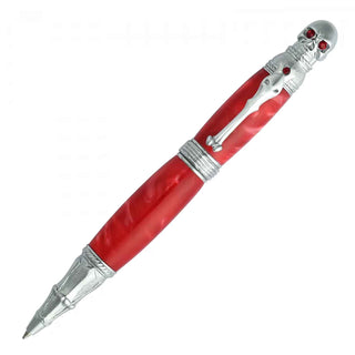 Skull Ballpoint Twist Pen Kits. Chrome front view. Alt
