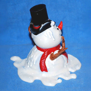 3D Printed Melting Snowman Pen Holder. Side View