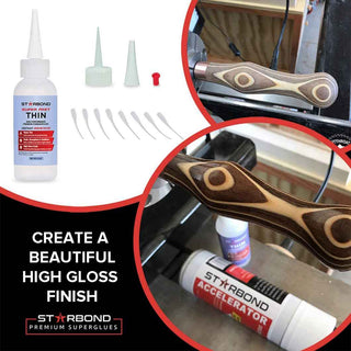 Starbond Super Fast Thin CA Glue. For finishing