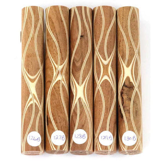Three Veneer Serpentine Pen Blanks - Mesquite W/ Maple & Mahogany Veneers #126-130B