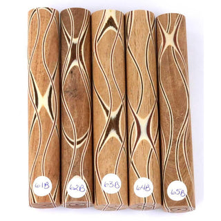 Three Veneer Serpentine Pen Blanks - Mesquite W/ Maple & Rosewood Veneers #61-65B