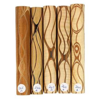 Three Veneer Serpentine Pen Blanks - Mixed Woods #265-269A