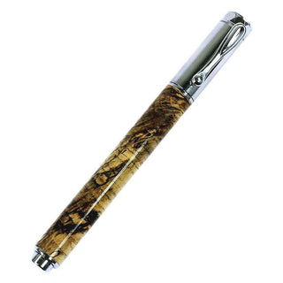 Zen Rollerball Pen Kit by Dayacom with magnetic cap and hex accent design, single-tube construction, and Schmidt 888 refill for smooth writing. Chrome Finish