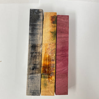 Dyed Stabilized Curly Maple Pen Blank Bundle