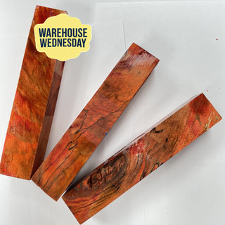 Orange Dyed Stabilized Spalted Maple Pen Blanks