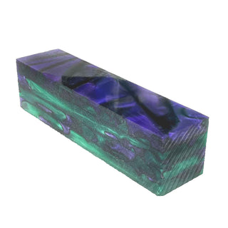 Joker acrylic project blank with dark purple and green pearl swirl pattern and black ribbon accents.