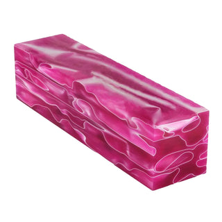 Rose Mist acrylic project blank with light pink pearl color and flowing white ribbon pattern in acrylic acetate.