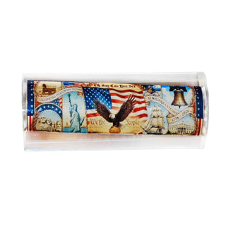 Patriotic America 250th resin pen blank by John U for woodturning projects. Horizontal display