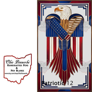 Pen Blank with an eagle design on a red, white, and blue background, featuring Ohio Penworks branding.