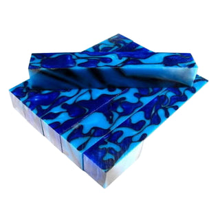 Aqua Blue & Black Swirl Acrylic Pen Blank AA-32