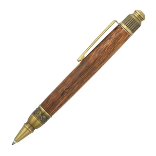 Modern Astra twist pen kit for woodturning. Antique Brass