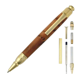 Modern Astra twist pen kit for woodturning. Gold Parts