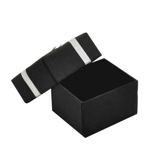 Black Cardboard Ring Box With Silver Bow