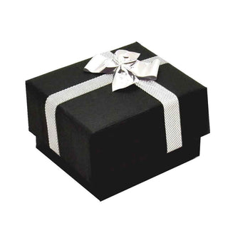 Black Cardboard Ring Box With Silver Bow