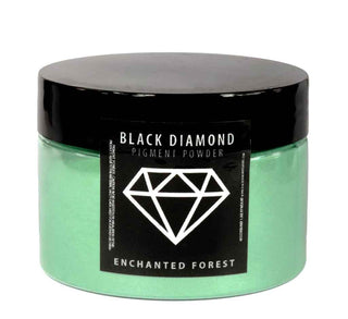 Jar of Black Diamond Pigment Powder with 'Enchanted Forest' label on a white background