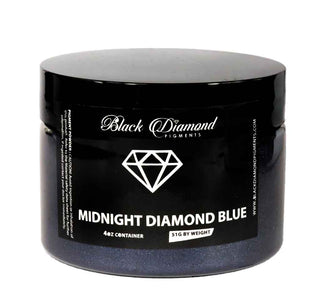 Black container of 'Midnight Diamond Blue' pigment with Black Diamond Pigments branding on a white background.