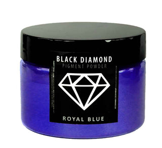 Jar of Black Diamond Pigment Powder in Royal Blue with black lid and label.