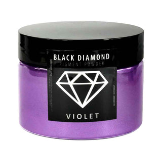 Violet pigment powder jar with 'Black Diamond' label on a white background