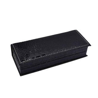 Black Leather Pen Box - Crocodile Pattern