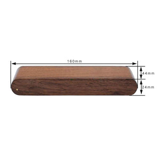 Folding Black Walnut Pen Box. Closed with sizes