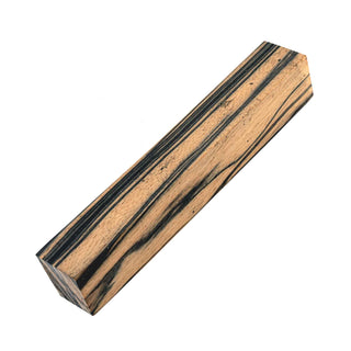 Black & White Ebony pen blank featuring dramatic black streaks and contrasting creamy tan hardwood grain
