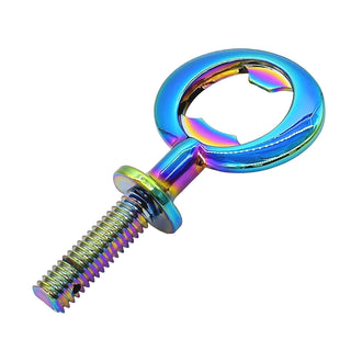 Heavy-duty bottle opener kit hardware with green rainbow plating and threaded mounting stud