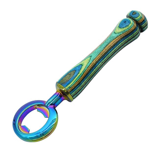 Bottle Opener Kit with custom turned hybrid resin and wood handle in iridescent green rainbow finish