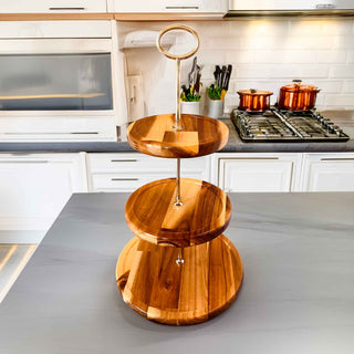 Tiered Cake Stand Project Kit hardware for creating custom three-tier serving stands from wood, resin, acrylic, or specialty materials. Life style
