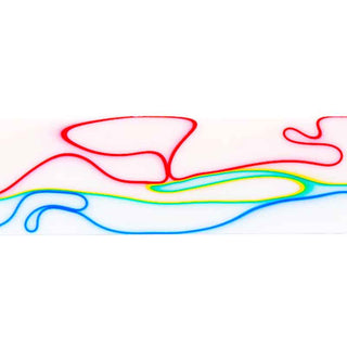 Close-up of Candy Swirl Acrylic Pen Blank showing vibrant multicolored ribbon patterns suspended in a semi-translucent white acrylic base.