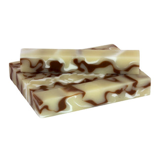 Multiple Caramel & Cream Acrylic Pen Blanks displaying warm caramel, cream, and chocolate swirl patterns, perfect for custom fountain pens, rollerballs, and ballpoint pens.