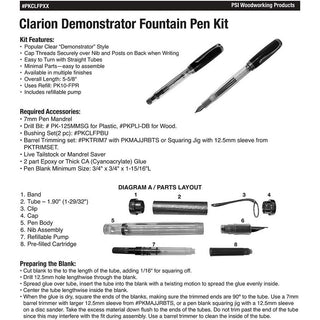 Clarion Demonstrator Fountain Pen Kit Starter Set - 3 Pen Kits