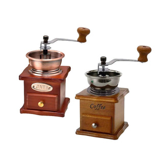 Bowl style coffee grinder kit mechanism in antique copper and gun metal finishes